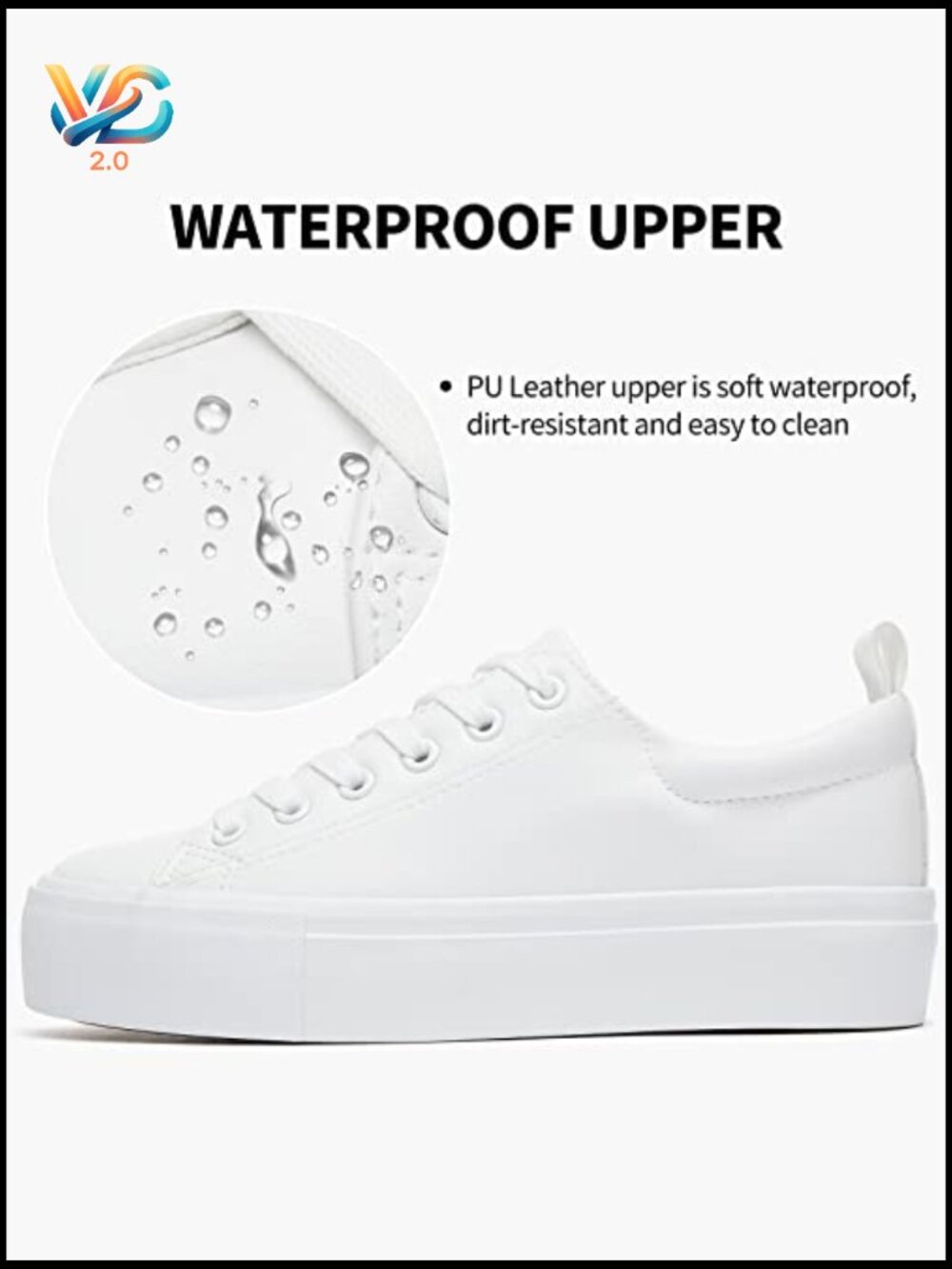 PU Leather Platform Sneakers Lace-Up Walking Shoes Casual Comfortable - Picture 5 of 7